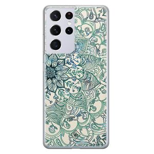 Samsung Galaxy S21 Ultra siliconen hoesje - Mandala blauw