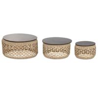 Set van 3 tafels Home ESPRIT Bruin 70 X 70 X 35 CM (3 Stuks)