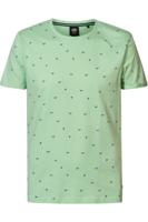Petrol Industries Regular Fit T-Shirt ronde hals groen, Motief