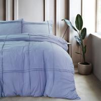 Dekbedovertrek Washed Tufted - Eenpersoons (140x220 cm) - Blauw Microvezel - Dessin: Effen - Sleeptime - Dekbed-Discounter.nl