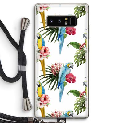 Kleurrijke papegaaien: Samsung Galaxy Note 8 Transparant Hoesje met koord