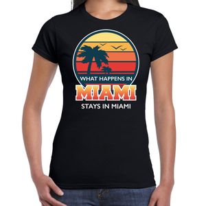 Miami zomer t-shirt / shirt What happens in Miami stays in Miami zwart voor dames