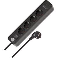 Brennenstuhl ecolor 4-voudige stekkerdoos met 2 usb-laadaansluitingen stekkerdoos (zwart, 2x usb-c)