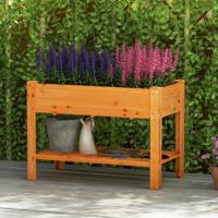 Houten Verhoogde Tuinbak met Poten Plantenbak 120 x 60 x 80 CM Drainage Bak voor Bloemen Groenten Tuinbak voor Binnen/Buiten