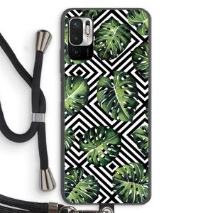 Geometrische jungle: Xiaomi Redmi Note 10 5G Transparant Hoesje met koord