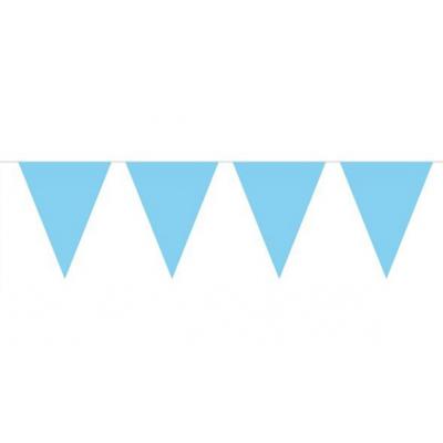 Party Vlaggenlijn puntvlaggetjes - 1x - kunststof - blauw - 10 meter - Slinger - versiering