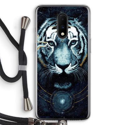 Darkness Tiger: OnePlus 7 Transparant Hoesje met koord