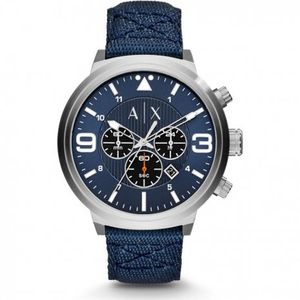 Horlogeband Armani Exchange AX1373 Leder/Textiel Blauw 22mm