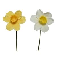 Decoris Kunstbloem narcis h39cm geel/wit 2 ass