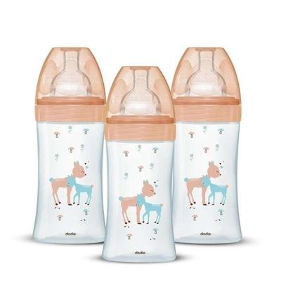 Set van 3 Dodie Anti -Color Biberons Sensation+ - Glas - 270 ml - 0-6 maanden - Vlakke fopspeen - Depit 2