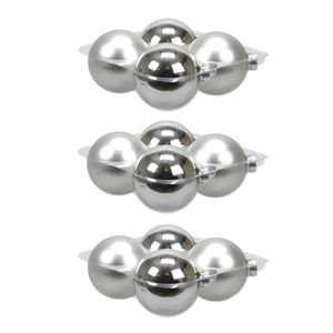 12x stuks glazen kerstballen zilver 10 cm mat/glans