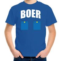 Boer verkleed t-shirt blauw voor kinderen - thumbnail