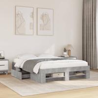 Bedframe bewerkt hout betongrijs 135x190 cm