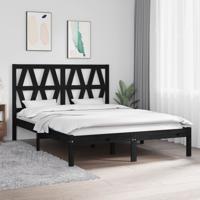 Bedframe massief grenenhout zwart 140x190 cm