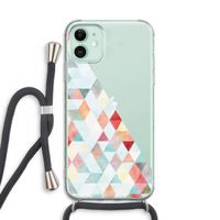 Gekleurde driehoekjes pastel: iPhone 11 Transparant Hoesje met koord