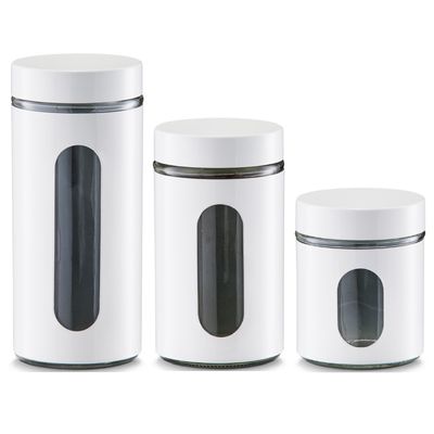 Set 3x keuken voedsel opslag voorraadpotten ivoor wit in 3 formaten