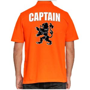 Captain Holland supporter poloshirt oranje met leeuw EK / WK voor heren