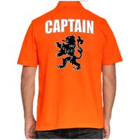 Captain Holland supporter poloshirt oranje met leeuw EK / WK voor heren - thumbnail