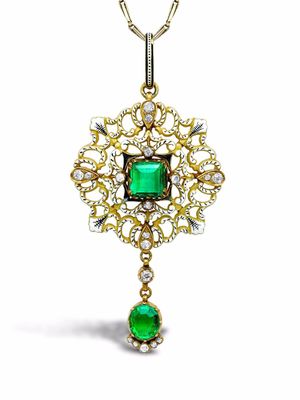 Pragnell Vintage collier Carlo & Arthur Giuliano en or 18ct orné d'émeraudes, de diamants et d'émail