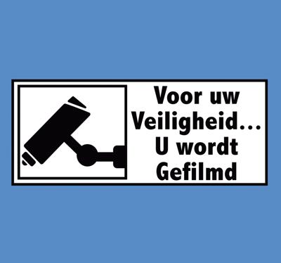 Camerabewaking gefilmd teken zelfklevende sticker