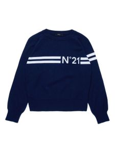 Nº21 Kids pull en coton à logo imprimé - Bleu