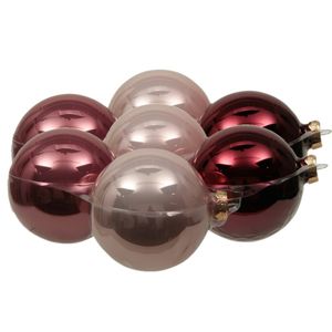 8x stuks glazen kerstballen roze tinten 10 cm mat/glans