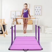 Parallel Gymnastiekrek Dubbele Horizontale Rekstok in Breedte Verstelbaar Hoogte 11 Niveaus Trainingsrek voor 6 tot 12 Jaar Paars