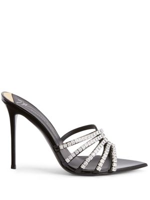 Giuseppe Zanotti mules Intriigo Baguette 105 mm à ornements en cristal - Noir