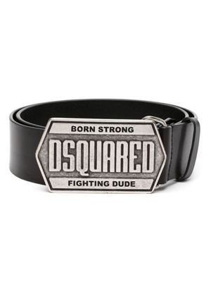 DSQUARED2 ceinture en cuir à plaque logo - Noir