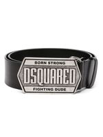 DSQUARED2 ceinture en cuir à plaque logo - Noir