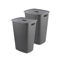 Curver Softex Wasmand met Deksel 56L - 2 stuks - Antraciet