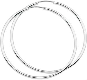 Oorringen zilver ronde buis 2 mm x 60 mm