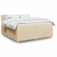 Boxspring met matras stof crèmekleurig 200x200 cm
