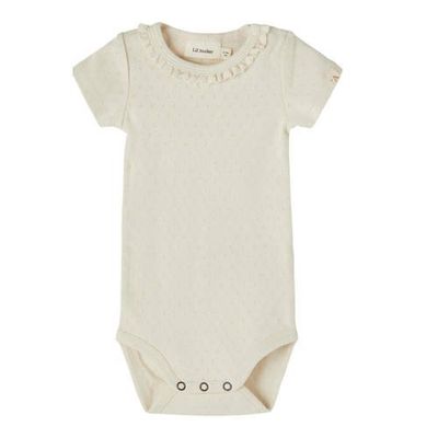 LIL' ATELIER BABY romper met ajour dessin Safran creme