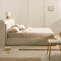 Kave Home Bed 'Nahiri' Chenille, 160 x 200cm, kleur Beige