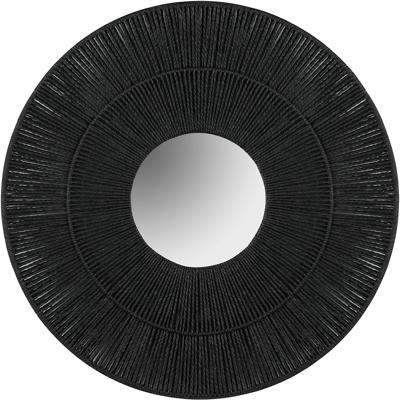 Spiegel - Trion Arle - Decoratieve Spiegel - Rond - 80cm - Zwart - Touw