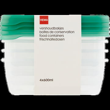 HEMA Vershoudbakjes 600ml 4 Stuks bij Jumbo