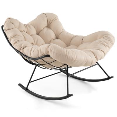 Schommelstoel met Gevoerd Kussen & 205 kg Draagkracht Schommelstoel Terrasstoel Beige