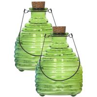 Luance Wespenvanger/wespenval met hengsel - 2x - glas - groen - D13 x H17 cm