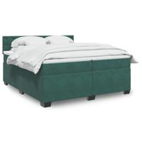 Boxspring met matras fluweel donkergroen 200x200 cm