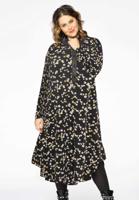 Yoek Blouse-jurk ruches DAISY | Zwart | Maat 46/48
