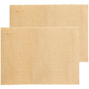 Jute tafelloper - 2x - 29 x 300 cm - beige met gouden draad erdoor