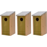 3x Houten vogelhuisjes/nestkastjes lichtgroene voorzijde 26 cm   -