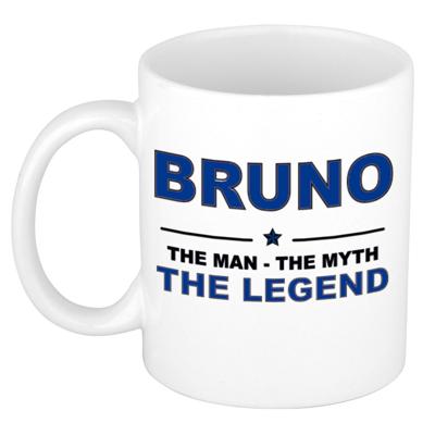 Bruno cadeau mok - man myth legend - naam koffiemok / beker - wit en blauw - 300 ml Bruno cadeau mok - man myth legend - naam koffiemok / beker - wit en blauw - 300 ml