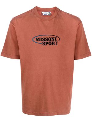 Missoni t-shirt en coton à logo brodé - Marron