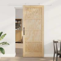 Schuifdeur met Hang- en Sluitwerk 86x211 cm Massief Vurenhout