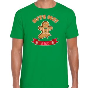 Fout kersttrui t-shirt voor heren - Gingerbread koekemannetje - groen - Bite Me