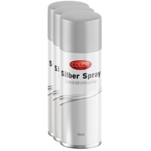 3x stuks decoratie spray zilver/zilverspray 111 ml