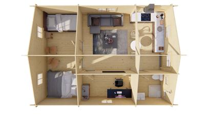 Blokhut - Tuinhuis Malaga | 44 mm | grijs geïmpregneerd