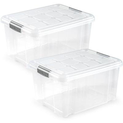 Plasticforte Opslagbakken met deksel - 6x - 25 liter - 42 x 36 x 25 cm - Organizers - transparant